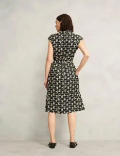 Geometric Belted Midi Shirt Dress
