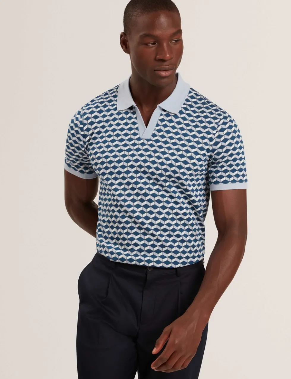 Geometric Jacquard Polo Shirt
