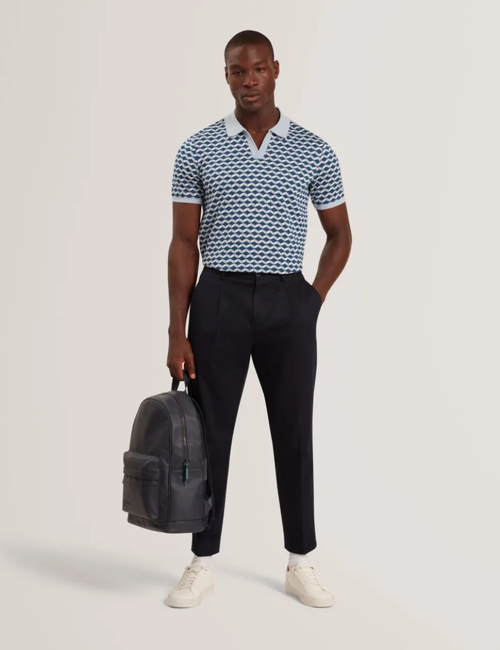 Geometric Jacquard Polo Shirt