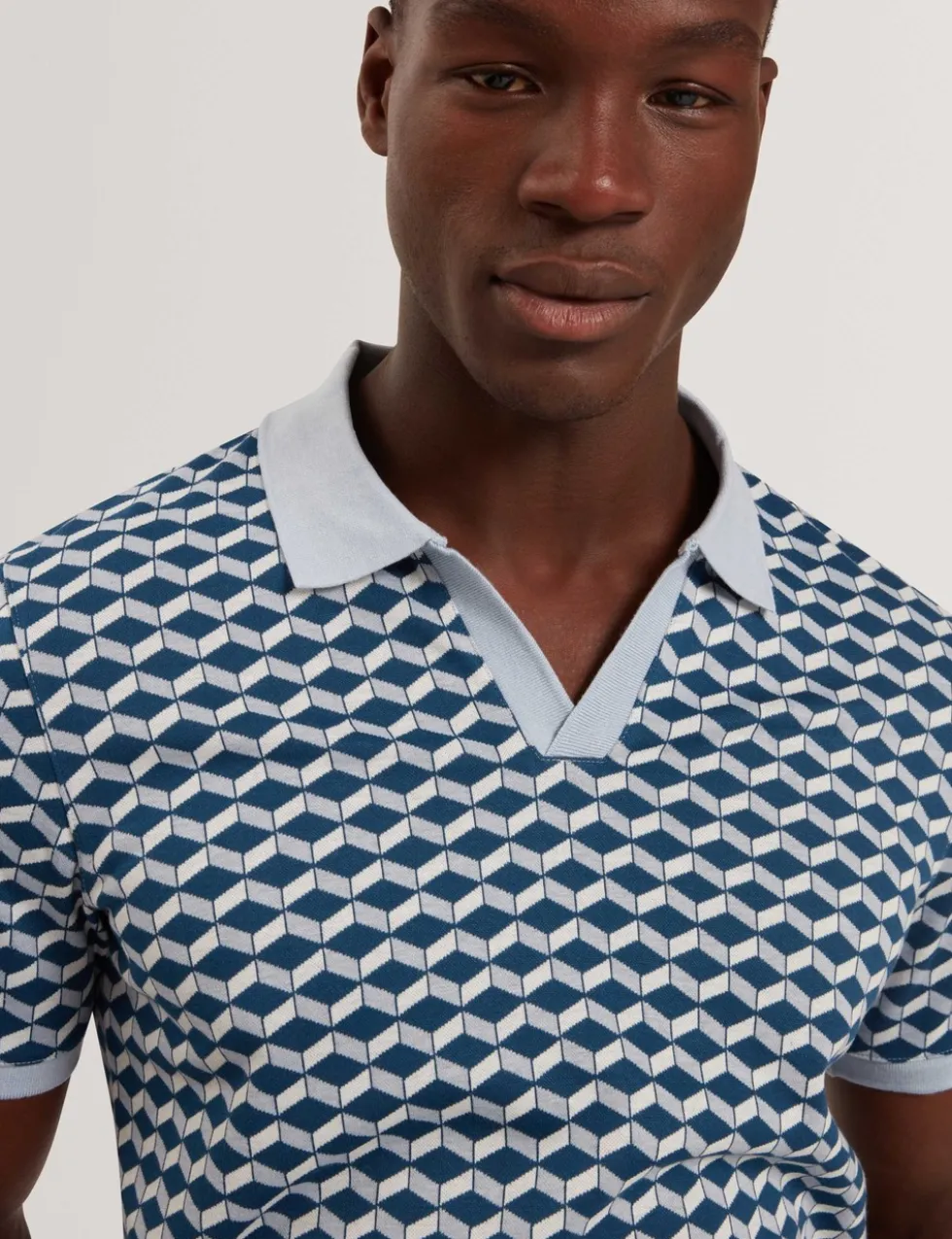 Geometric Jacquard Polo Shirt