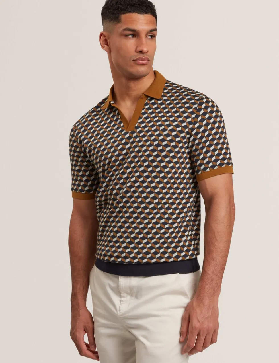 Geometric Jacquard Polo Shirt