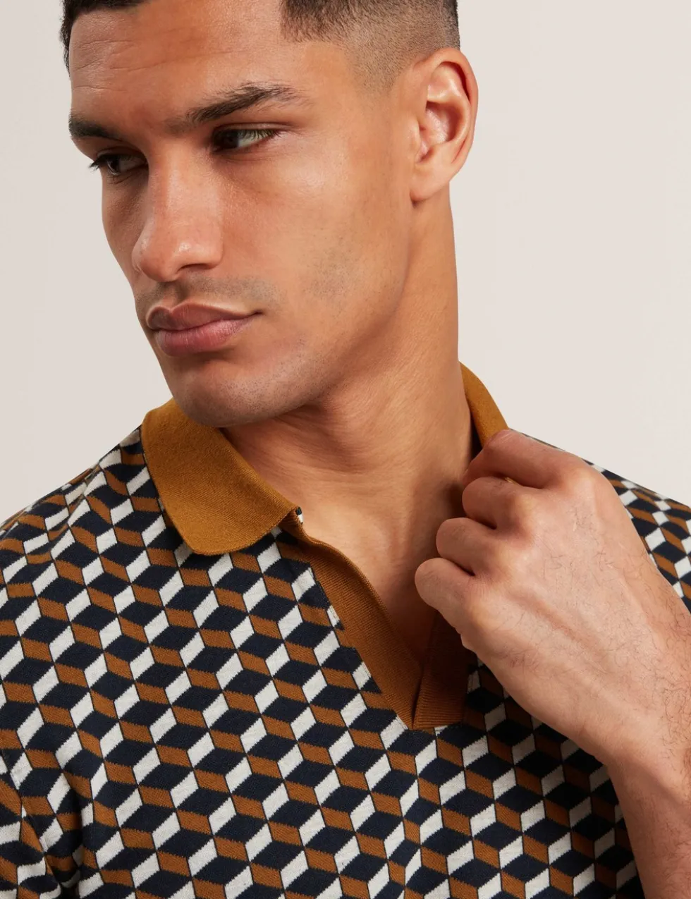 Geometric Jacquard Polo Shirt