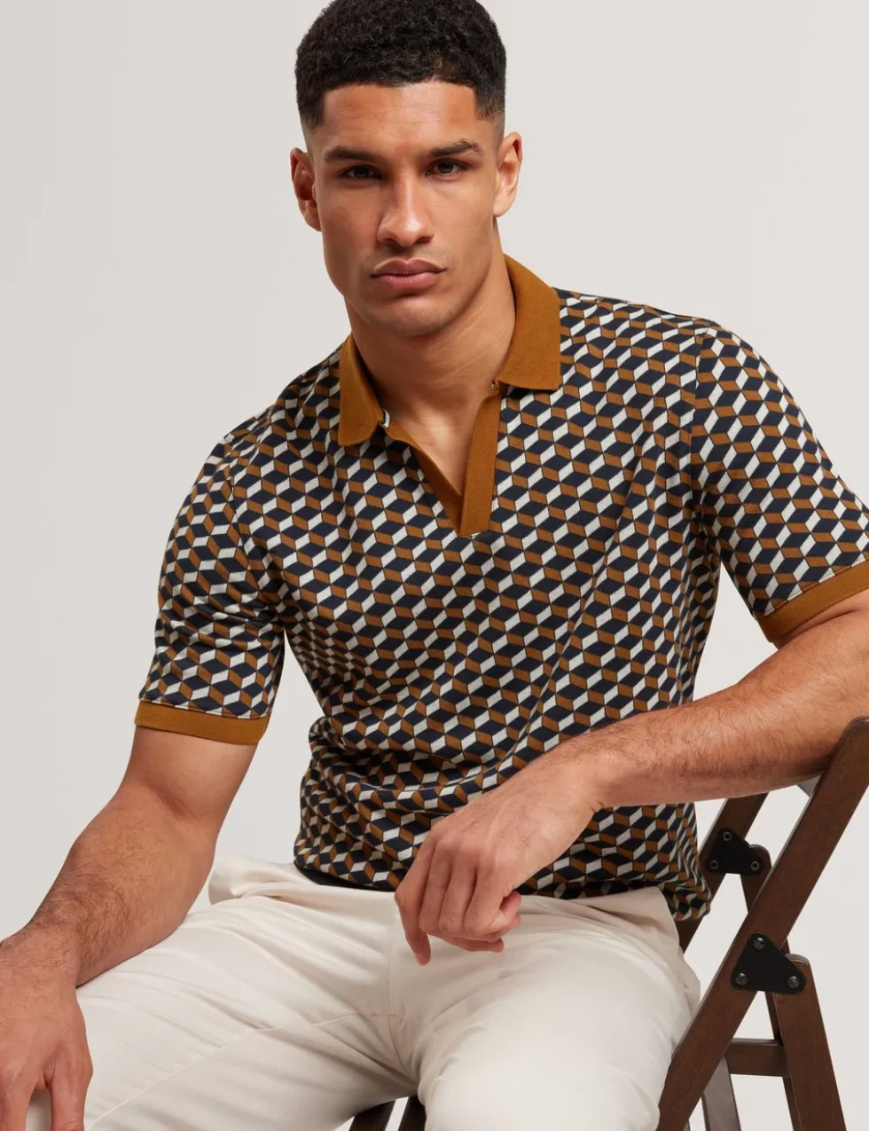 Geometric Jacquard Polo Shirt
