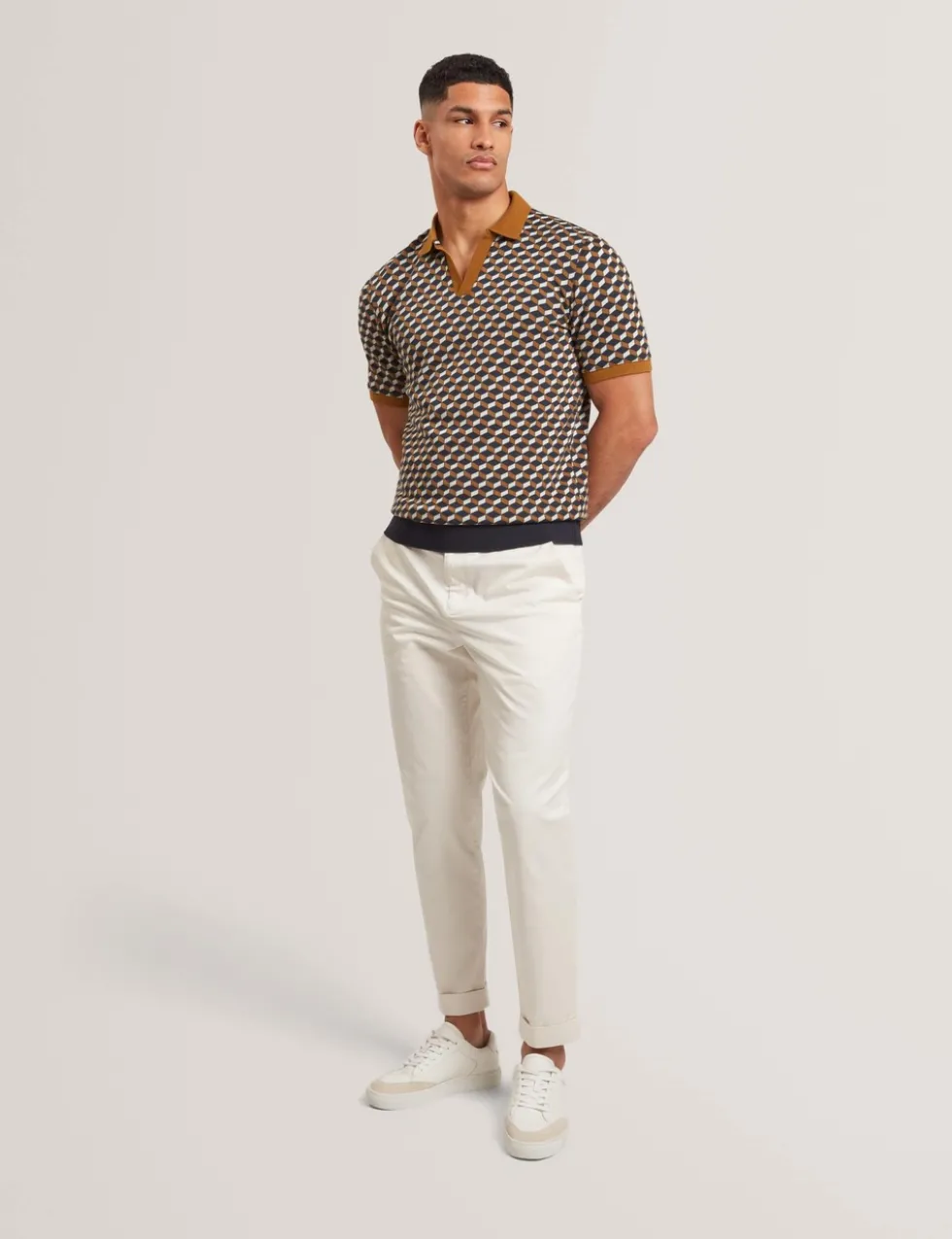 Geometric Jacquard Polo Shirt