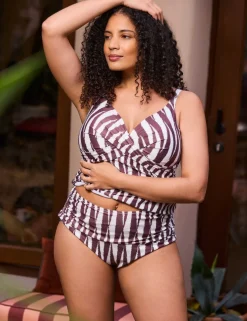 Geometric Padded Crossover Detail Tankini Top