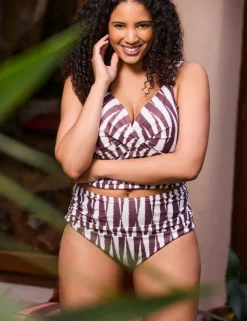 Geometric Padded Crossover Detail Tankini Top