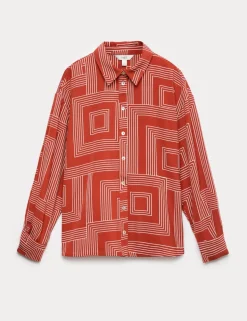 Geometric Print Collared Shirt