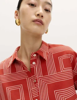 Geometric Print Collared Shirt
