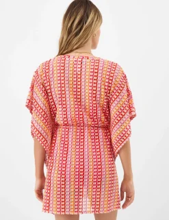 Geometric Striped V-Neck Mini Relaxed Kaftan