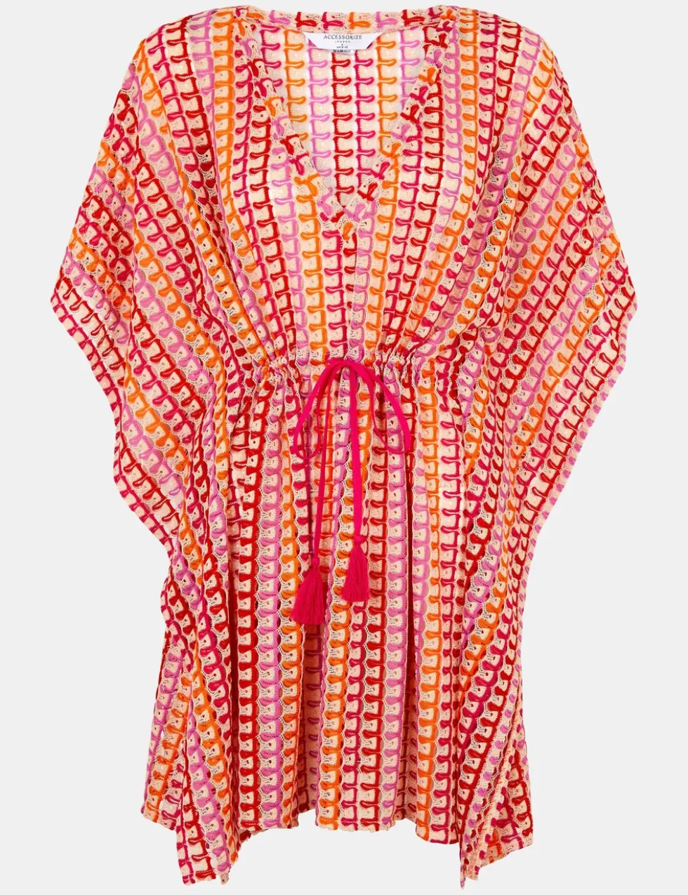 Geometric Striped V-Neck Mini Relaxed Kaftan