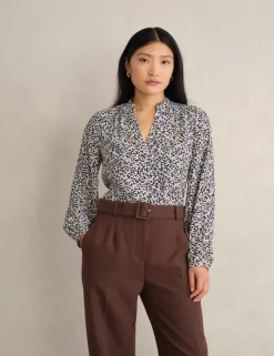 Geometric V-Neck Blouse