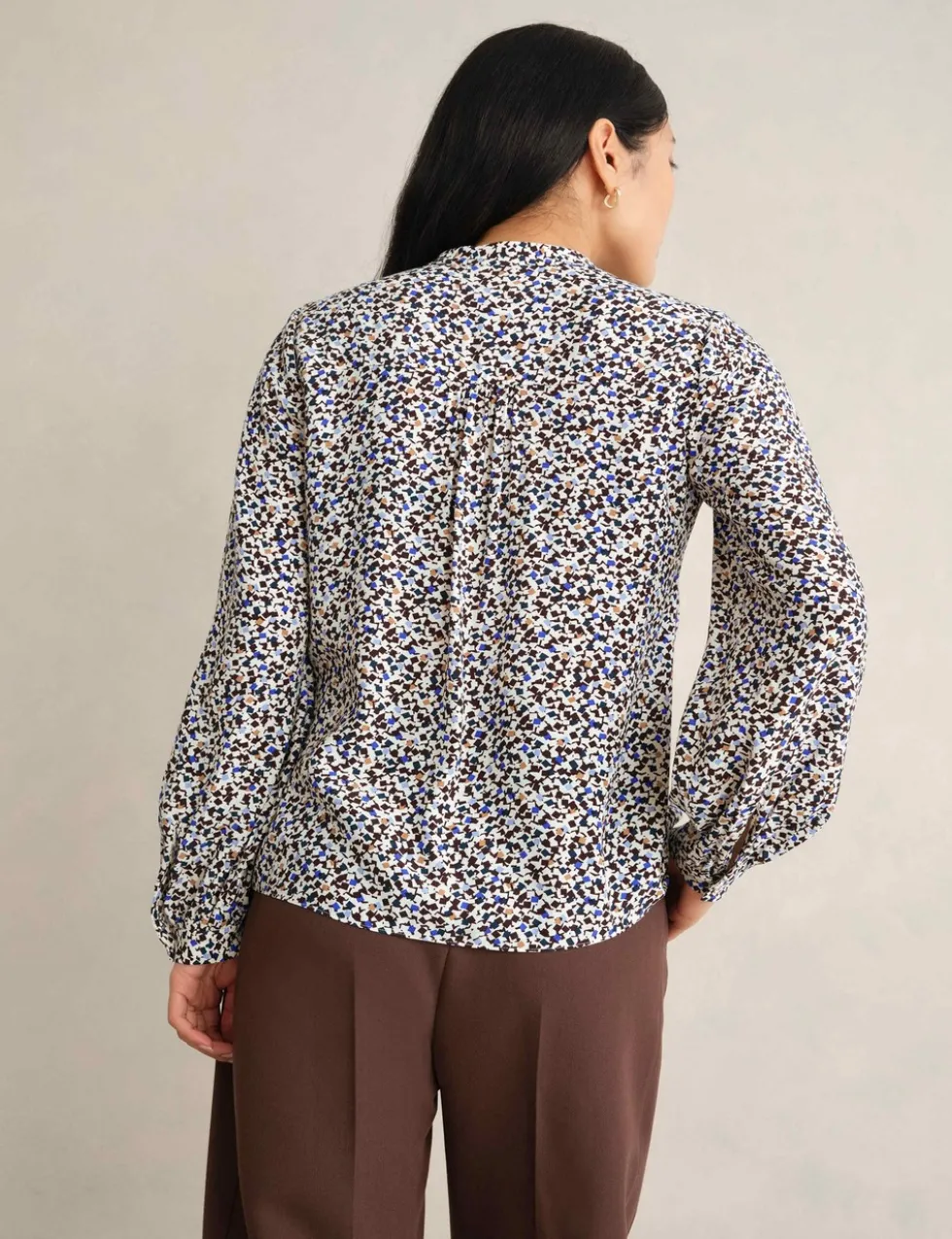 Geometric V-Neck Blouse
