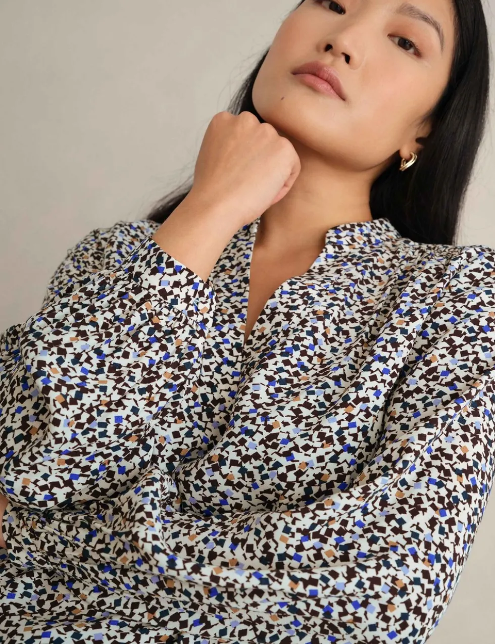 Geometric V-Neck Blouse