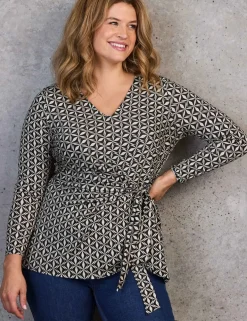 Geometric V-Neck Side Tie Tunic