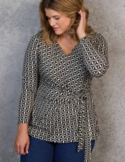 Geometric V-Neck Side Tie Tunic