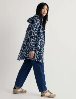 Geometric Waterproof Hooded Packaway Raincoat