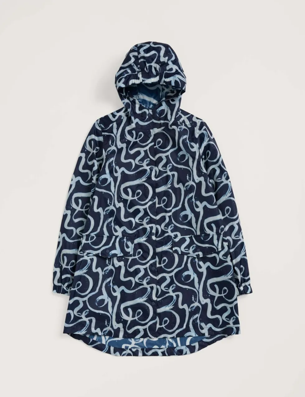 Geometric Waterproof Hooded Packaway Raincoat