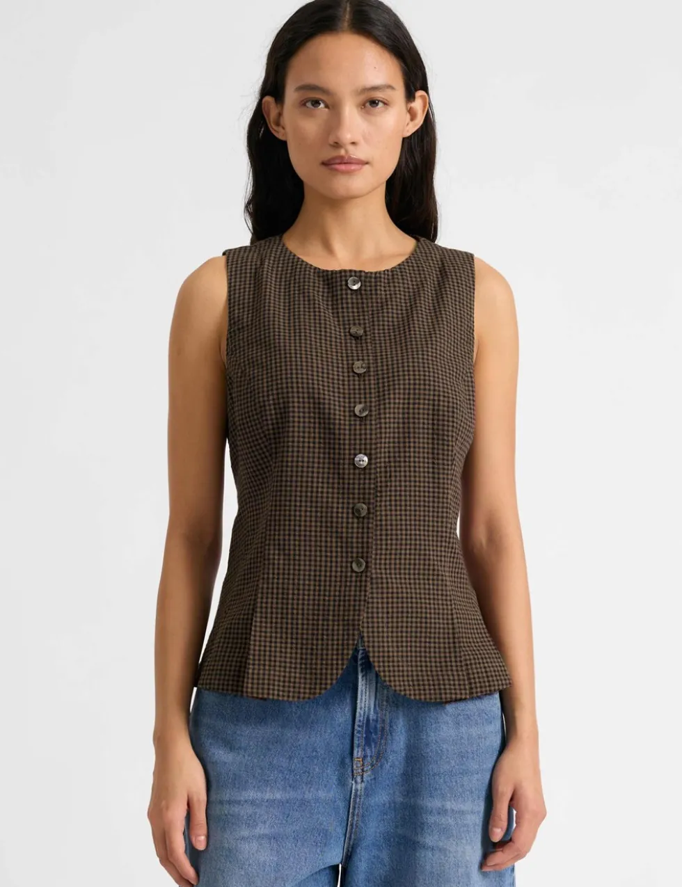 Gingham Cropped Waistcoat