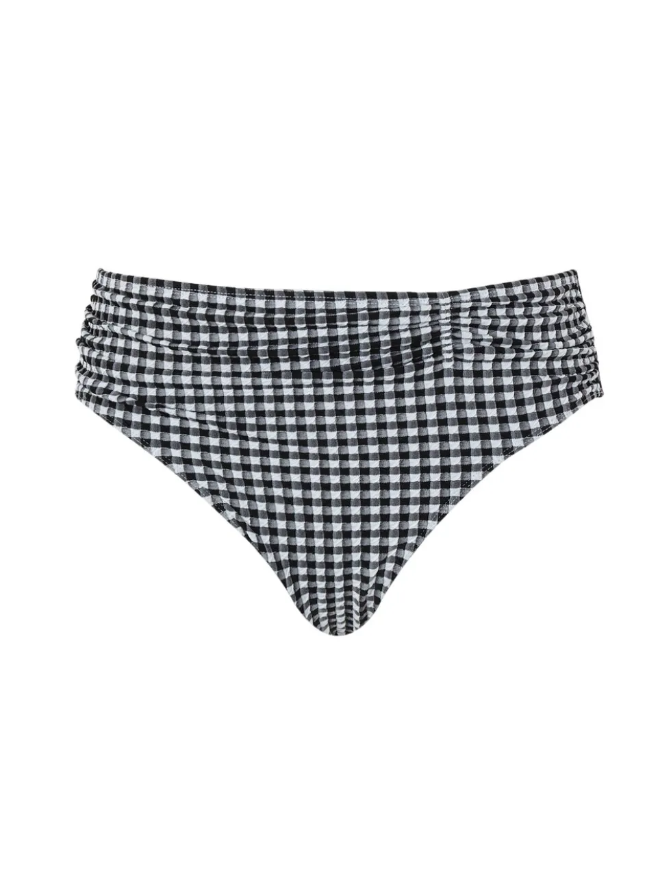 Gingham Textured Ruched Bikini Bottoms
