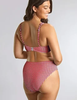 Gingham Textured Ruched Bikini Bottoms