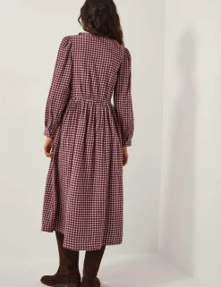 Gingham Tie Neck Midi Skater Dress