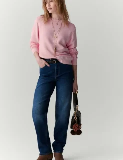 Girlfriend Mid Rise Turn Up Jeans with Lyocell
