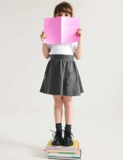 Girls' Cotton Rich Skater School Skirt (2-14 Yrs)