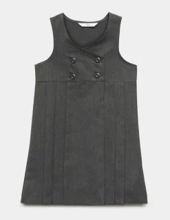 Girls' Double Breasted School Pinafore (2-12 Yrs)