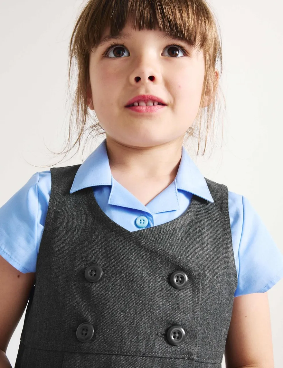 Girls' Double Breasted School Pinafore (2-12 Yrs)