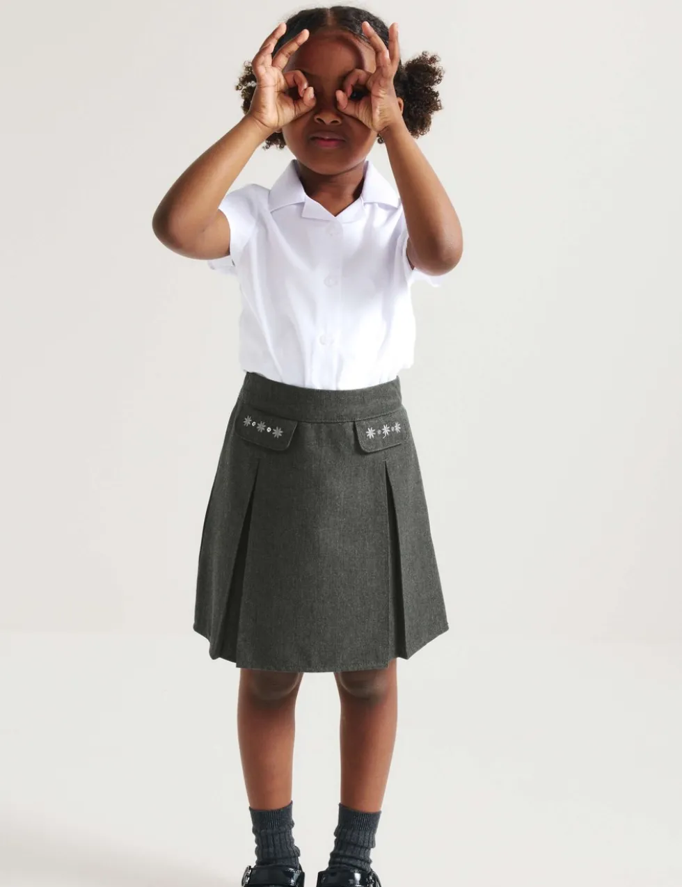 Girls' Embroidered School Skirt (2-18 Yrs)