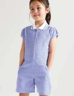 Girls' Gingham School Playsuit (2-14 Yrs)