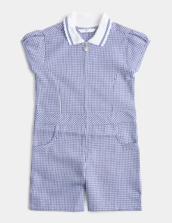 Girls' Gingham School Playsuit (2-14 Yrs)