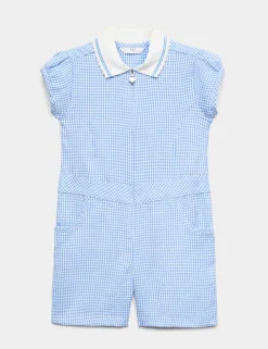 Girls' Gingham School Playsuit (2-14 Yrs)