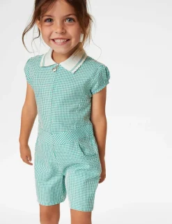 Girls' Gingham School Playsuit (2-14 Yrs)