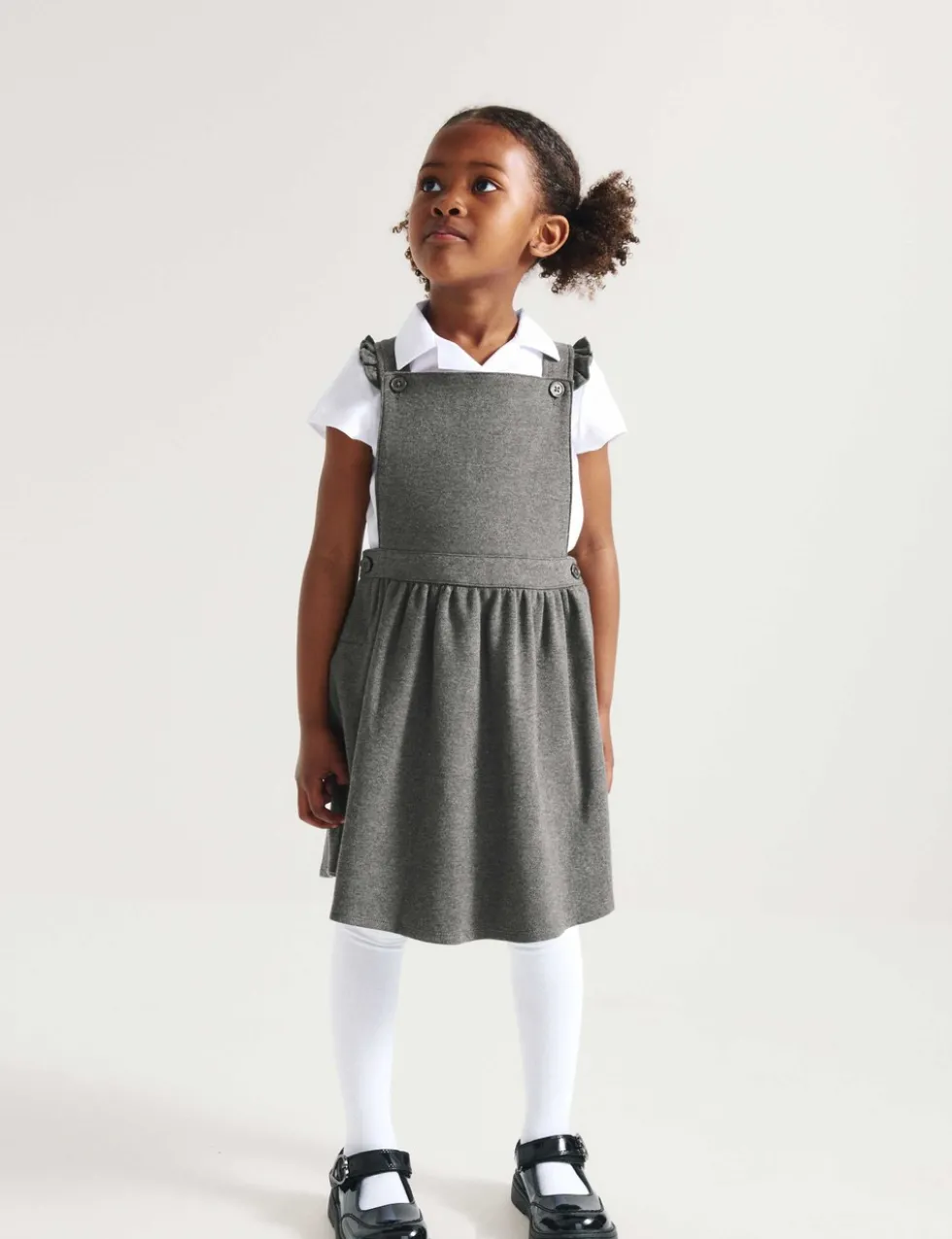 Girls' Jersey Frilled School Pinafore (2-12 Yrs)