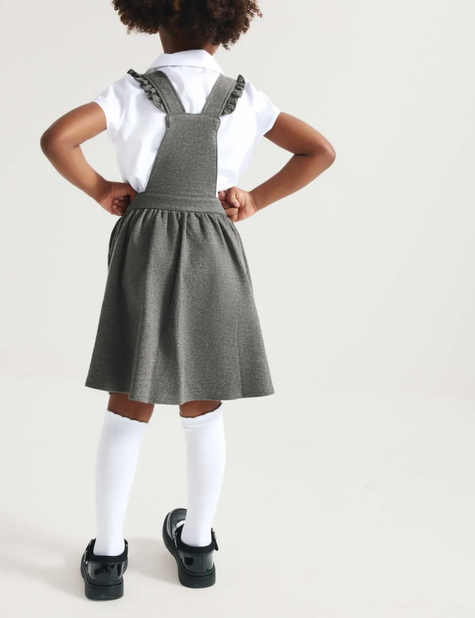 Girls' Jersey Frilled School Pinafore (2-12 Yrs)