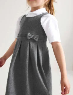 Girls Jersey Heart Pocket School Pinafore (2-12 Yrs)
