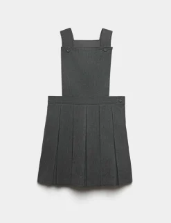Girls' Pleated Bib School Pinafore (2-12 Yrs)