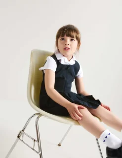Girls' Pleated School Pinafore (2-12 Yrs)
