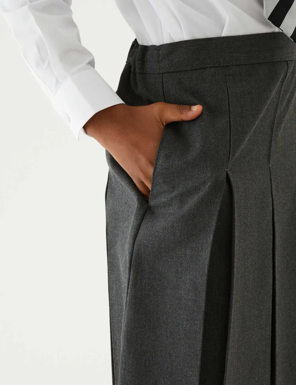 Girls' Plus Fit Permanent Pleats School Skirt (2-18 Yrs)