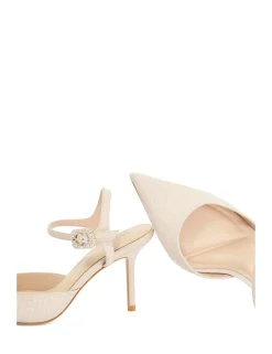 Glitter Stiletto Heel Ankle Strap Court Shoes