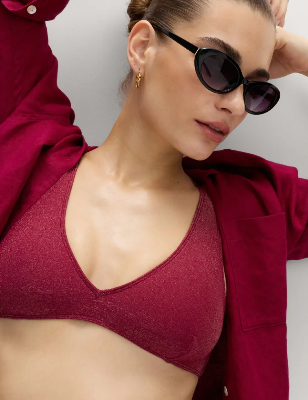 Glitter V-Neck Bikini Top