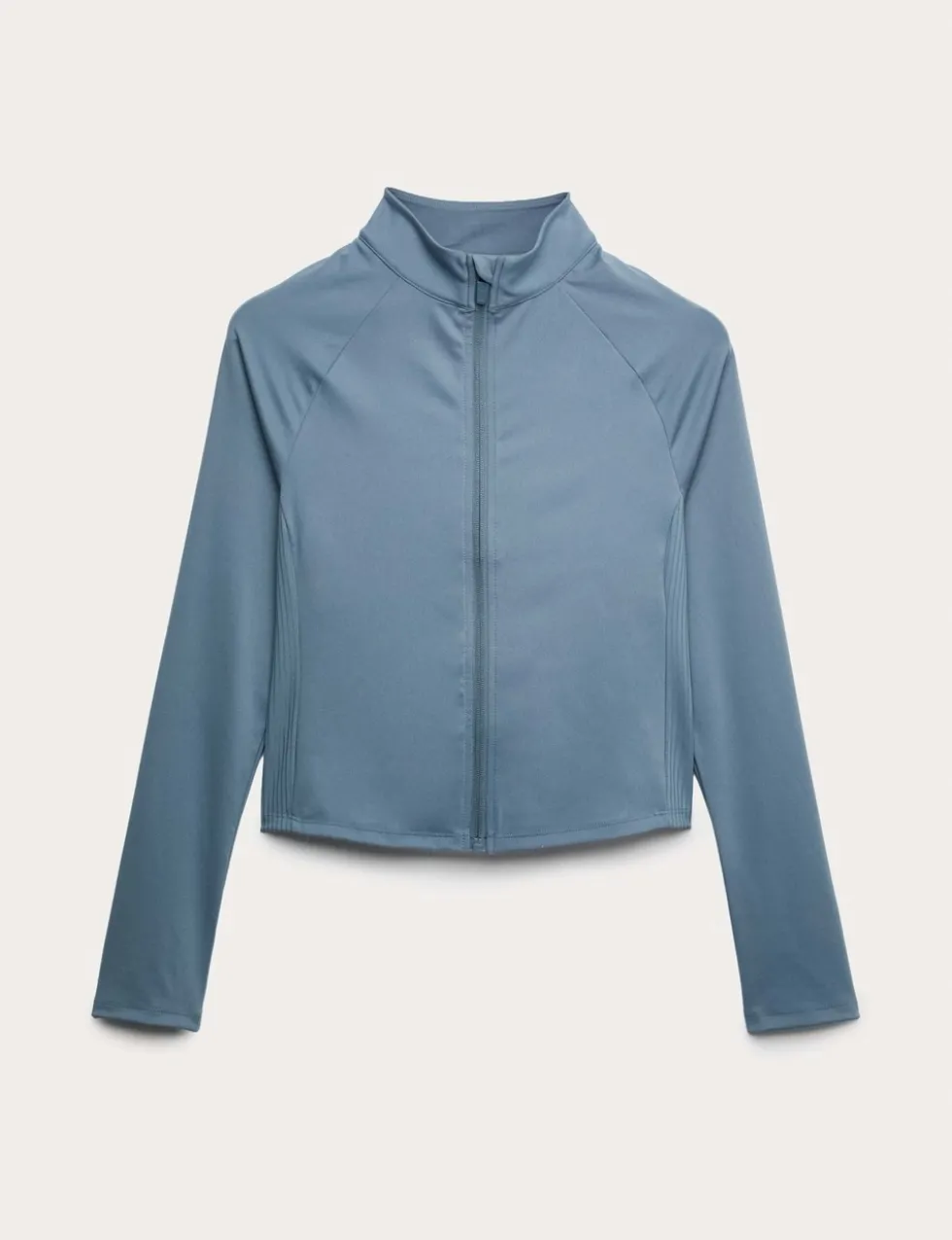 Go Balance Rib Panel Zip Up Fitted Top