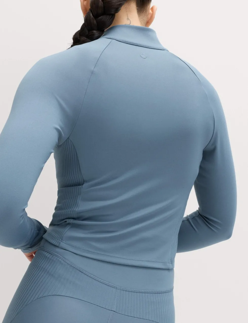 Go Balance Rib Panel Zip Up Fitted Top