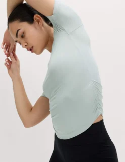 Go Balance Scoop Neck Ruched Fitted Top