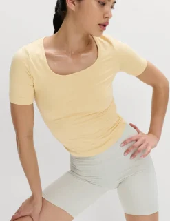 Go Balance Scoop Neck Ruched Fitted Top