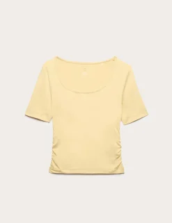 Go Balance Scoop Neck Ruched Fitted Top