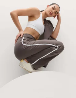 Go Easy Cotton Rich Side Stripe High Waisted Straight Leg Joggers