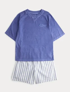 Graphic Striped Short Pyjamas (6-16 Yrs)