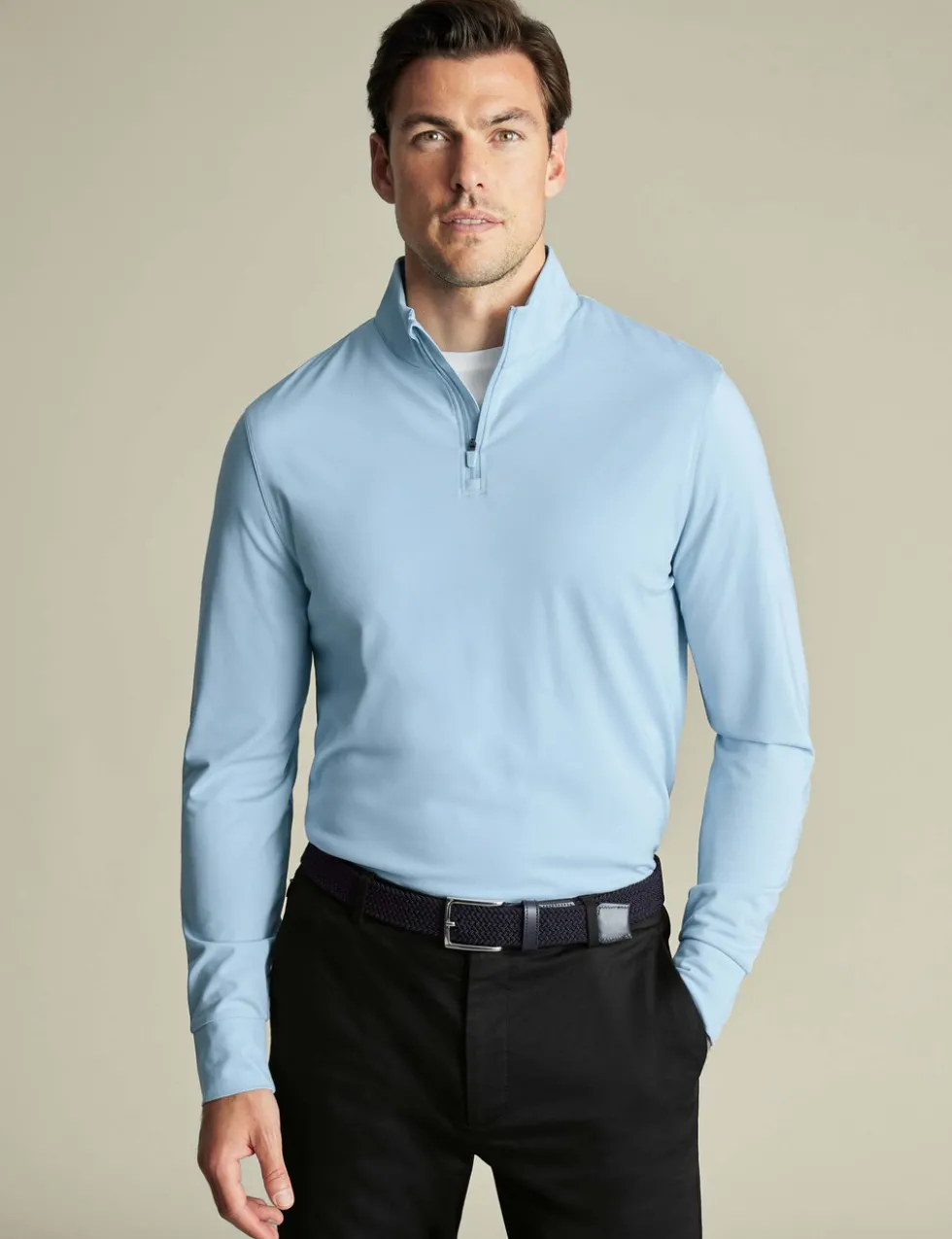 Half Zip Long Sleeve Polo Shirt
